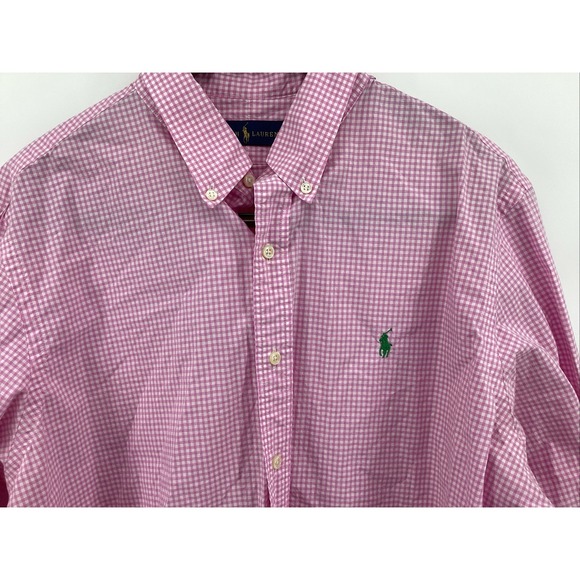 Polo Ralph Lauren Men's XL Pink Checkered Long Sleeve Button Down Shirt - Picture 2 of 8